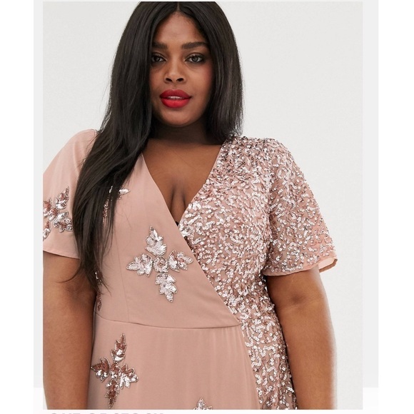 ASOS CURVE 14 Maya Deluxe embellished midi dress with contrast sequin - Picture 4 of 15